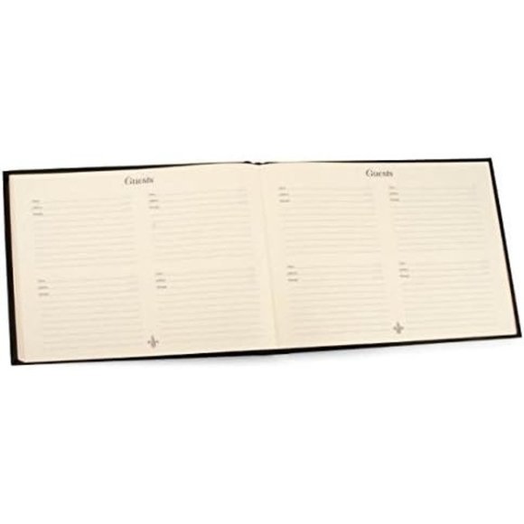 Guest Book Leather Bound Black Gold Embossed Border Italian (8.5" x 10.5") NEW - Picture 6 of 7